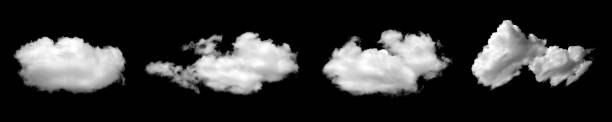 istock Clouds in the sky cut out on black background 2181115173