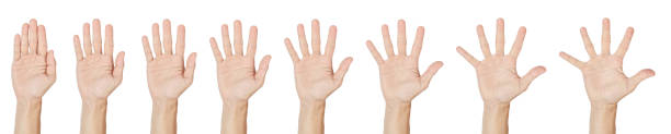 istock human hand cut out of white background, gesture finger 2181115176