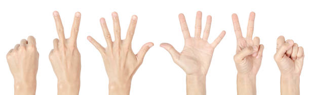 istock Human hand gesturing cut out of white background 2181115351