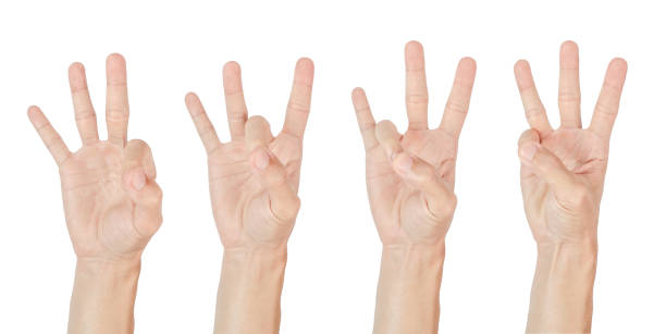 istock human hand cut out of white background, gesture finger 2181115383