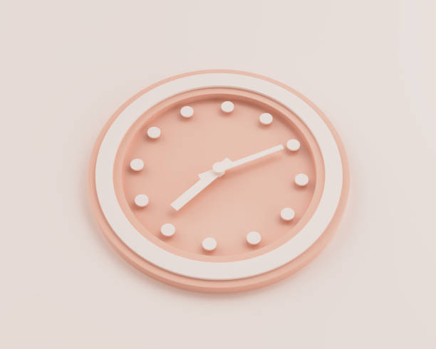 istock Minimalist Pastel Pink And White Rounded Wall Clock 7:10 Seven Ten 19:10 Time 3D Illustration 2181115824