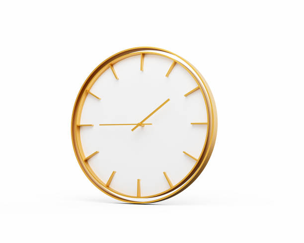 Minimalistic Golden Frame Wall Clock 01:45 One Forty Five 1:45 For Modern Interiors 3D Illustration