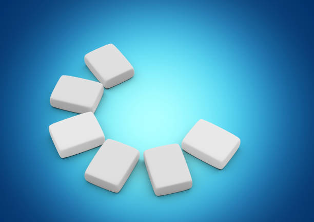 istock Collection Of Six White Erasers Arranged In Circular Pattern With Soft Rounded Edges 3D Illustration 2181115997