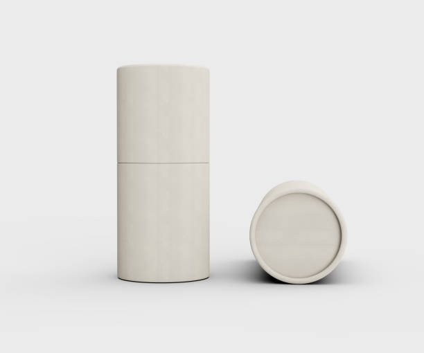 istock Sleek White Paper Boxes Cylindrical Container Boxes For Product Packaging Concept 3d Illustration 2181116122