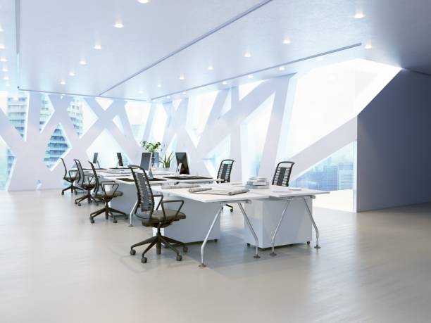 istock A futuristic office room with geometric window . 3d render 2181119205