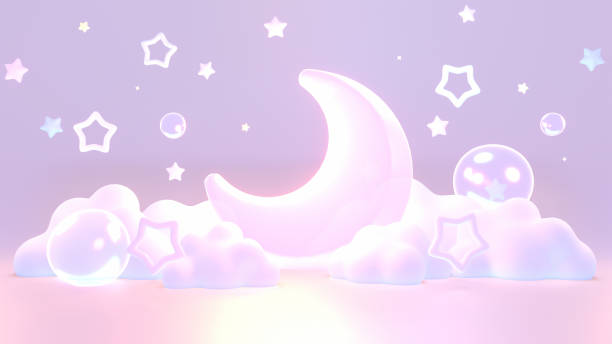 istock Cartoon moon and stars 2181120964