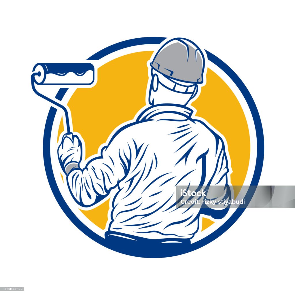 Handiman Color Handyman Painter Illustration Design Use Combination Yellow And Blue ...