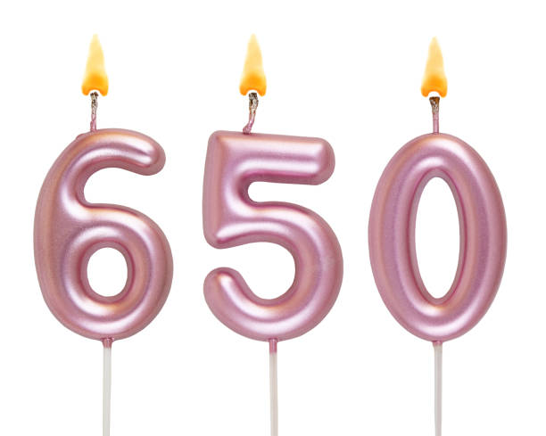 istock Pink birthday candles isolated on white background, number 650 2181122326