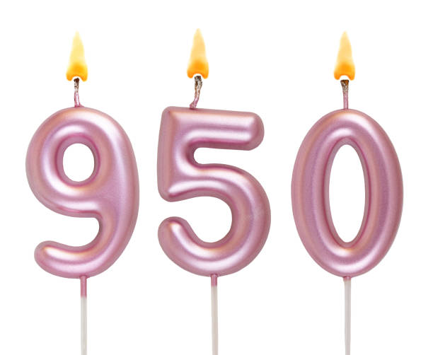 istock Pink birthday candles isolated on white background, number 950 2181122327