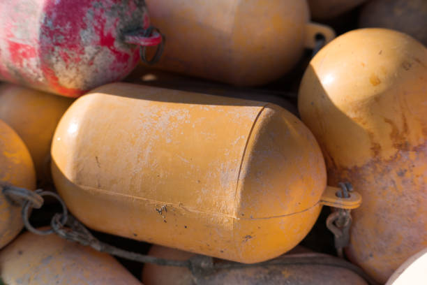 istock Colorful buoys, water marking floats. 2181122372