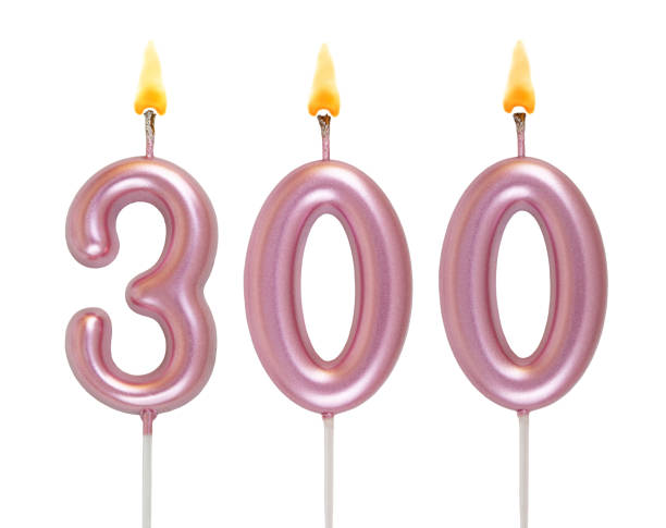 istock Pink birthday candles isolated on white background, number 300 2181122471