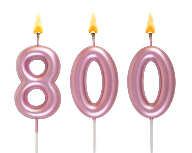 istock Pink birthday candles isolated on white background, number 800 2181122525