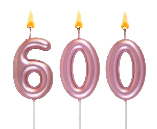 istock Pink birthday candles isolated on white background, number 600 2181122542