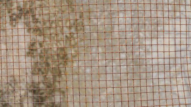 istock Detailed shot of a rusty wire mesh with intricate grid patterns, ideal for use in industrial-themed projects, textures, or gritty design elements 2181126727