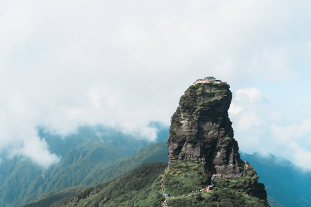 Mount Fanjing in foggy day(Red Clouds Jingding Peak, 红云金顶)