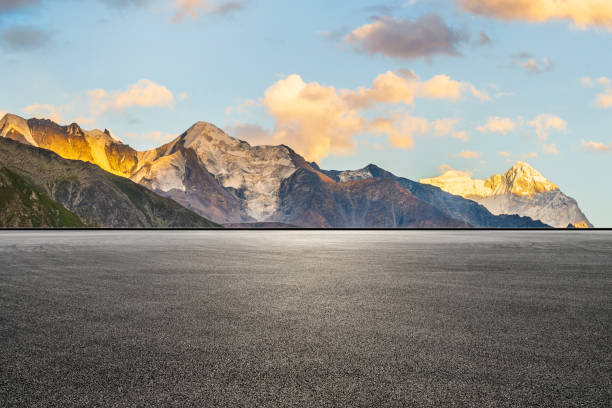 istock Asphalt road square and mountain with sky clouds natural landscape at sunset 2181131321
