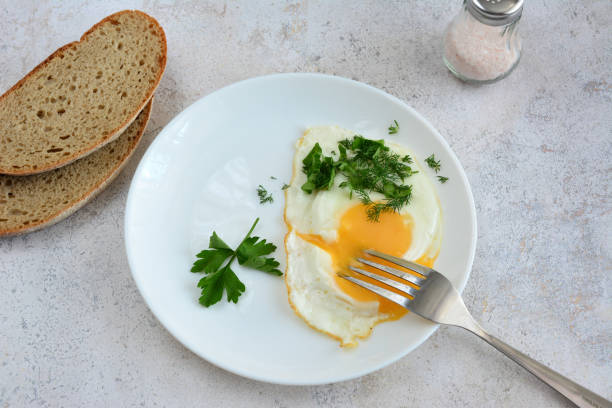 istock a plate with an egg and parsley on it 2181141126