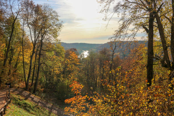 istock Sigulda Autumn Landscape with Hills and Forest 2181142146