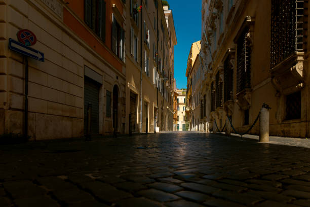 Rome city center empty street \nLocation: Via della pigna