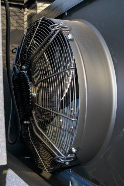 istock Industrial cooling fan rotating and providing ventilation 2181148827