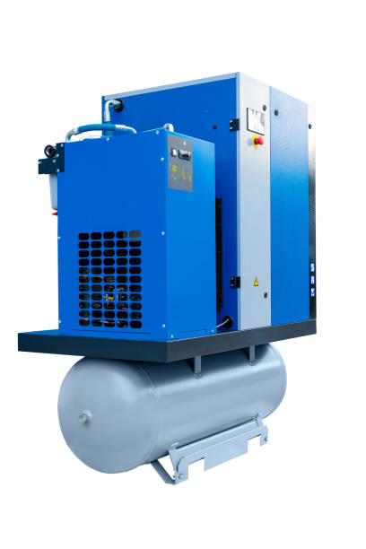 istock Powerful industrial air compressor with dryer and tank isolated on white background 2181148868