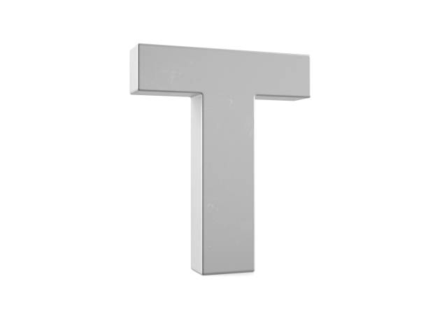 Metal letter T on a white background. 3d illustration.
