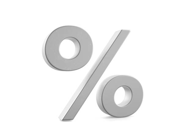 Metal percentage symbol on a white background. 3d illustration.