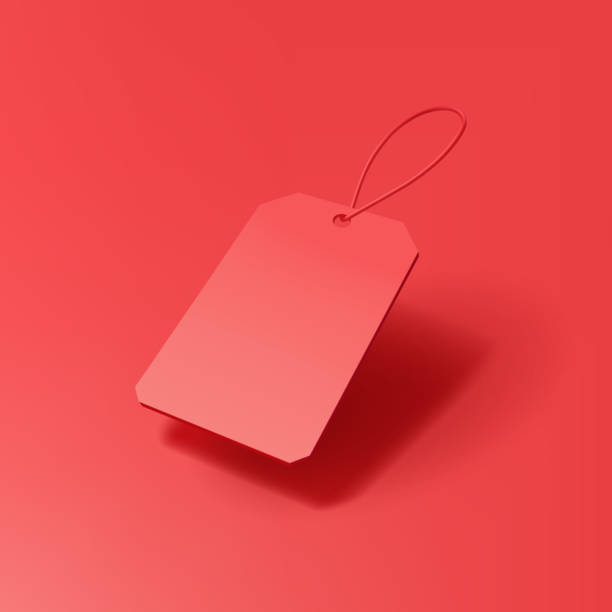 istock 3d blank realistic red price tag, label on a red background. Banner for discount, sale, best offer concepts. Christmas holiday discount. Vector 2181152857