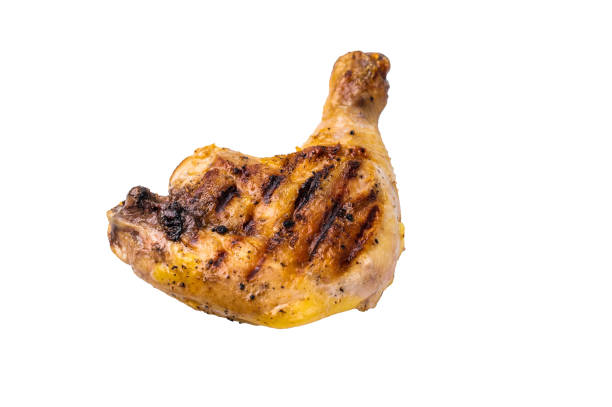 istock Roasted chicken leg, grilled eco poultry meat isolated on white background 2181154654