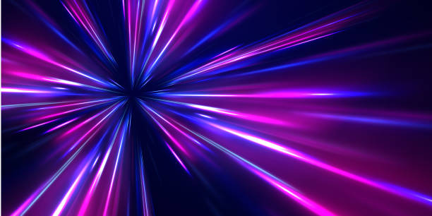 istock Shining lights in motion with small particles. Ring of fire, Plasma ring on a dark background. eon stripes in the form of drill, turns and swirl. 2181162442