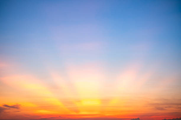 istock Beautiful , luxury soft gradient orange gold clouds and sunlight on the blue sky perfect for the background, take in everning,Twilight, Large size, high definition landscape photo 2181164888