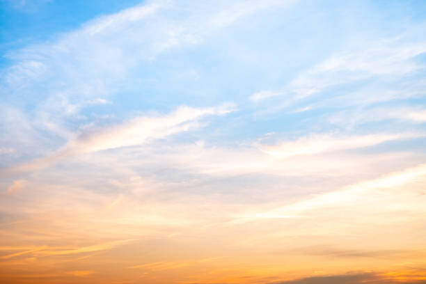 istock Beautiful , luxury soft gradient orange gold clouds and sunlight on the blue sky perfect for the background, take in everning,Twilight, Large size, high definition landscape photo 2181164984