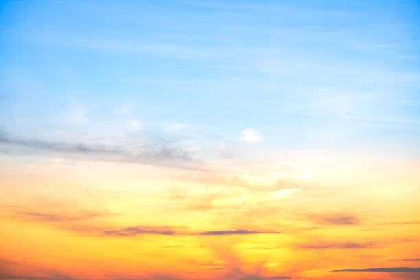 istock Beautiful , luxury soft gradient orange gold clouds and sunlight on the blue sky perfect for the background, take in everning,Twilight, Large size, high definition landscape photo 2181165471