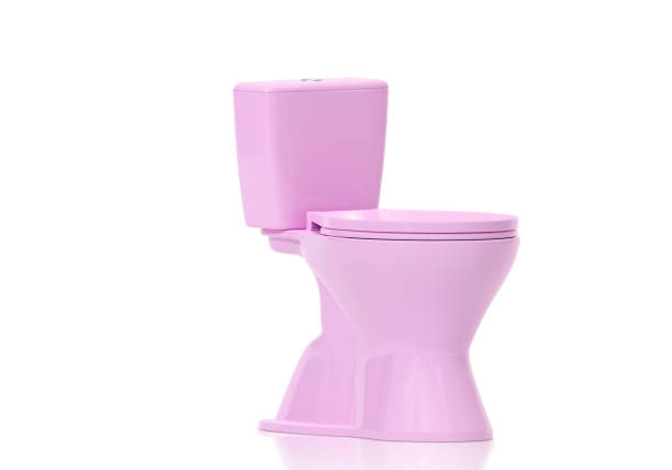 istock Pink toilet bowls on white background 2181172950