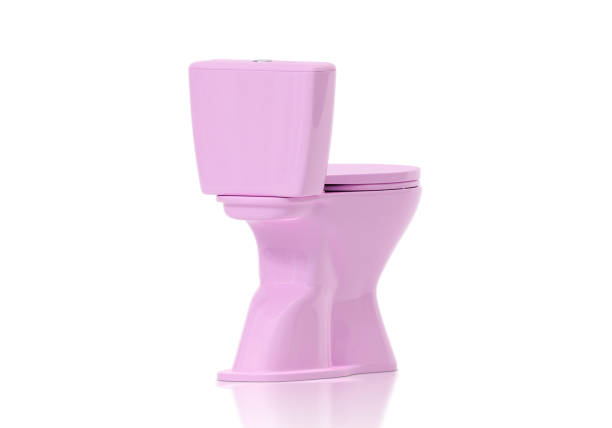 istock Pink toilet bowls on white background 2181172971