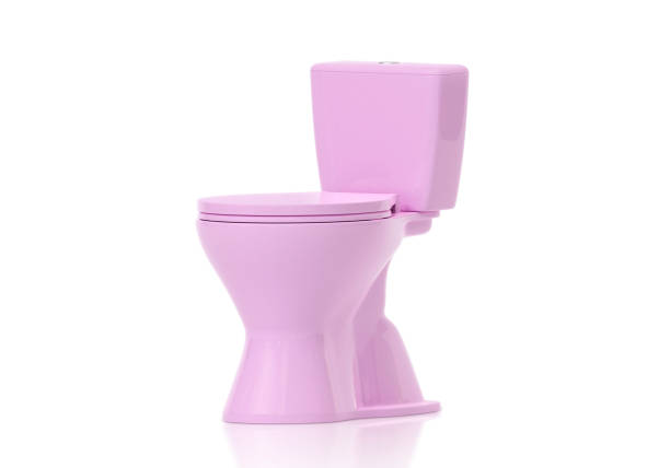 istock Pink toilet bowls on white background 2181172974
