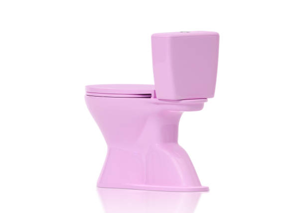 istock Pink toilet bowls on white background 2181172986