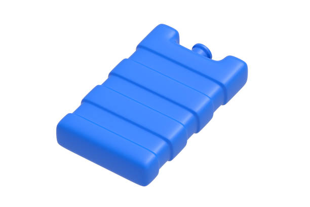 One ice pack isolated on white background. Cold accumulator. Chilling block. Cooler bottle for food and drink. Low temperature keeper. 3d render
