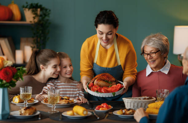 istock Family celebrating Thanksgiving Day 2181183034