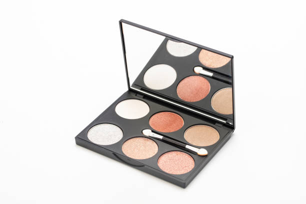 Close up of face powder on white background