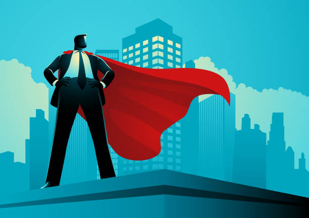istock Businessman Silhouette Standing Low Angle Superhero Buildings 2181187977