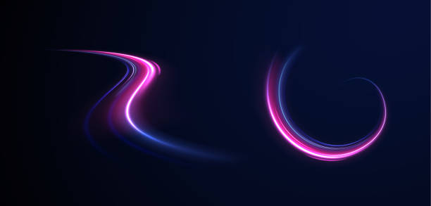 istock Shining lights in motion with small particles. Ring of fire, Plasma ring on a dark background. eon stripes in the form of drill, turns and swirl. 2181189996