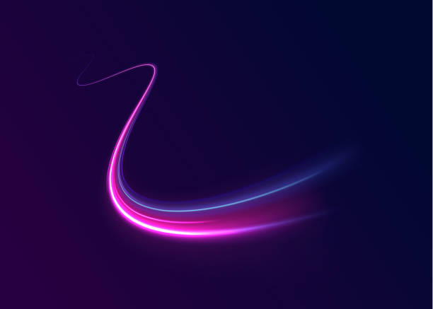 istock Shining lights in motion with small particles. Ring of fire, Plasma ring on a dark background. eon stripes in the form of drill, turns and swirl. 2181189997