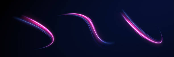 istock Shining lights in motion with small particles. Ring of fire, Plasma ring on a dark background. eon stripes in the form of drill, turns and swirl. 2181190028