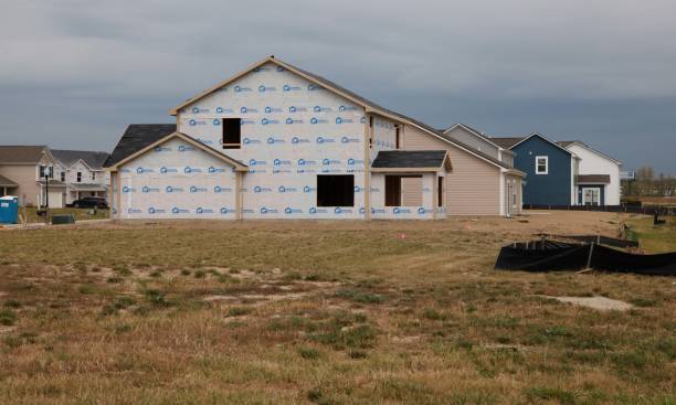 Mt Comfort, Indiana, USA - September 22 2024: A home building boom leads to new home construction in the suburbs in the midwest. Greenfield, Indiana.