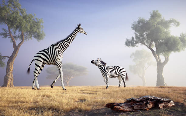 istock Animals walking through a sunlit savanna with scattered trees 2181191285