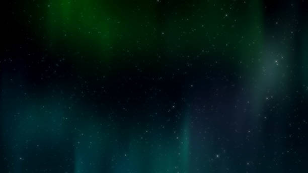 istock Night sky aurora with fog and clouds. Dust stars particles background. 2181192545