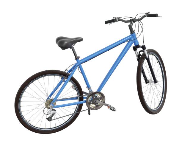 istock Blue bicycle standing on kickstand, side view isolated on white background 2181193192