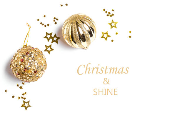 istock Christmas composition with golden baubles 2181205399