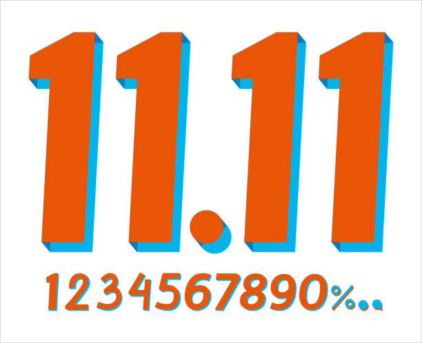tanggal 11.11. angka dari nol hingga sembilan dan simbol. sebelas. ilustrasi vektor datar - 0 11 bulan foto ilustrasi stok